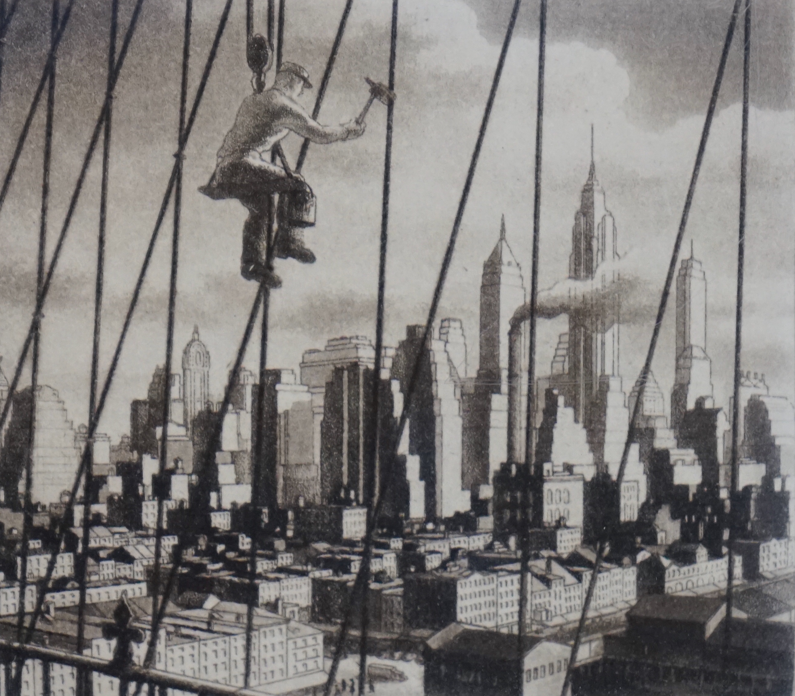Samuel L. Margolies (American, 1897-1974), Bridge to Babylon, c.1940, aquatint and etching, 6.4 x 7.6cm
